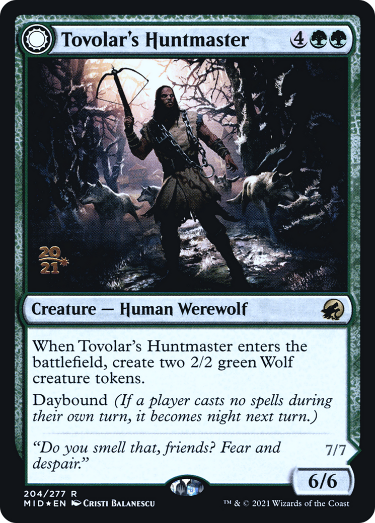 Tovolar's Huntmaster // Tovolar's Packleader (PRE-204S) - Innistrad: Midnight Hunt Promos: (Double Faced Transform) Foil