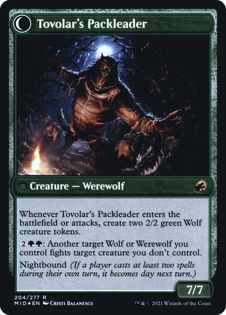 Tovolar's Huntmaster // Tovolar's Packleader (PRE-204S) - Innistrad: Midnight Hunt Promos: (Double Faced Transform) Foil