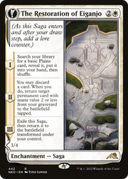 The Restoration of Eiganjo // Architect of Restoration (NEO-442) - Kamigawa: Neon Dynasty: (Extended Art, fandfc, enchantment)