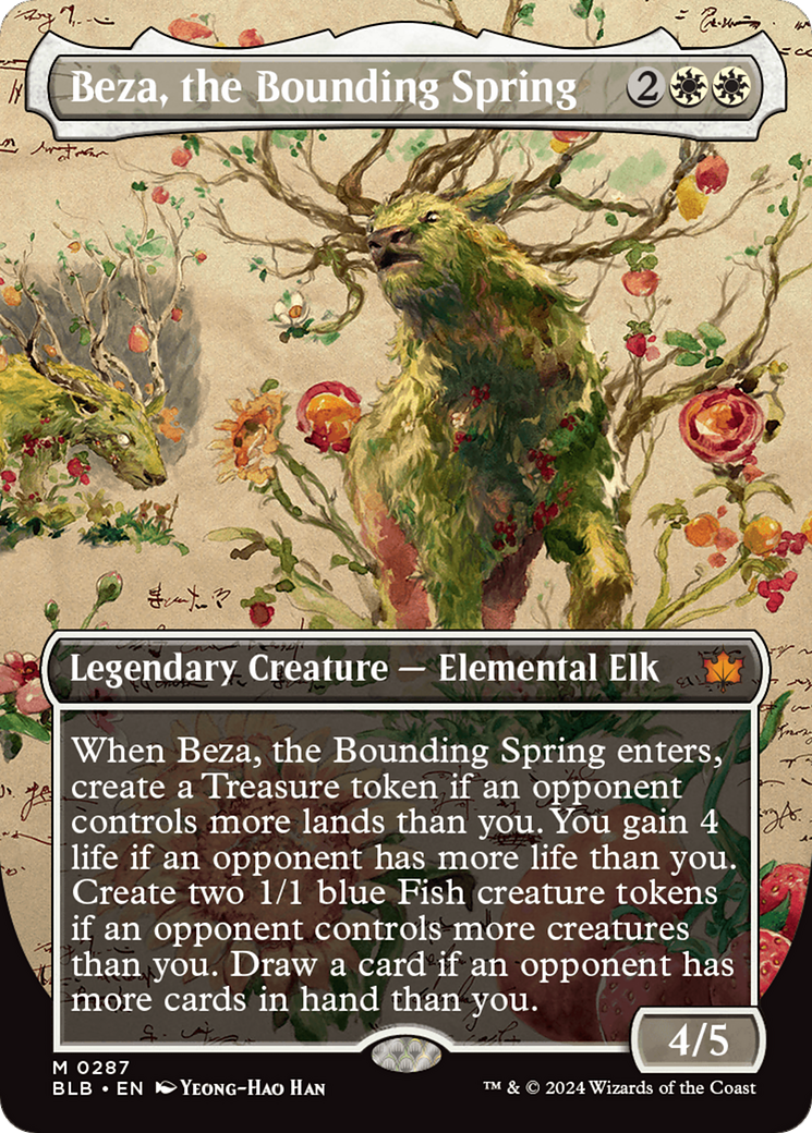 Beza, the Bounding Spring (BLB-287) - Bloomburrow: (Showcase) (Borderless) Foil