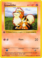 Growlithe 028/102  - 1st Edition Base Set Shadowless - Uncommon