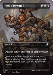 Hero's Downfall (Borderless) (FDN-319) - Foundations (Borderless) Foil