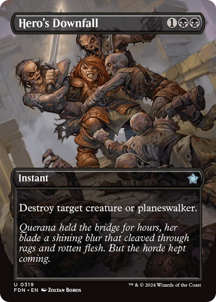 Hero's Downfall (Borderless) (FDN-319) - Foundations (Borderless)