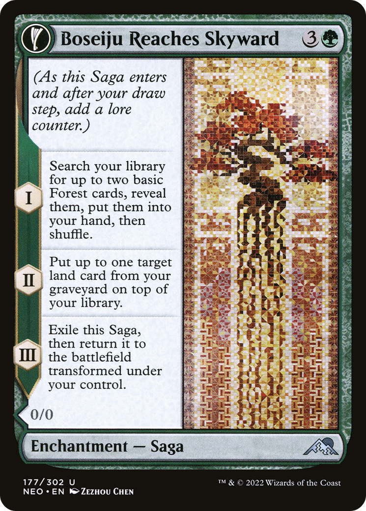 Boseiju Reaches Skyward // Branch of Boseiju (NEO-177) - Kamigawa: Neon Dynasty: (fandfc, enchantment) Foil