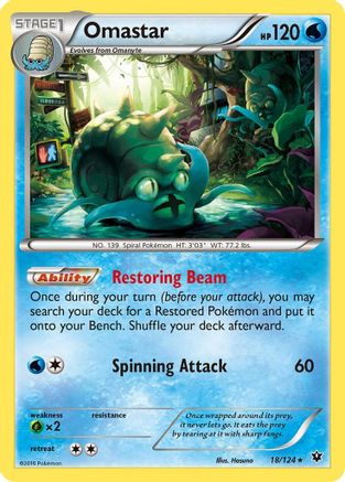 Omastar 018/124  - Reverse Holofoil XY  Fates Collide - Rare
