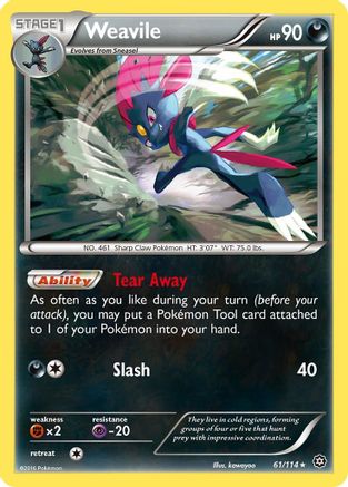 Weavile 061/114  - Reverse Holofoil XY  Steam Siege - Rare
