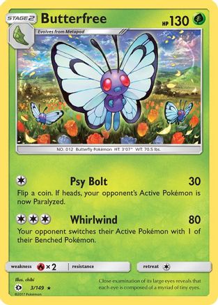 Butterfree 003/149  - Reverse Holofoil SM Base Set - Rare