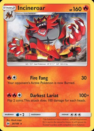 Incineroar 026/149  SM Base Set - Rare