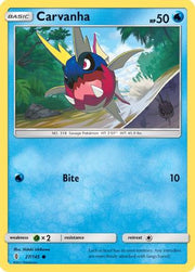 Carvanha 027  - Reverse Holofoil SM  Guardians Rising - Common