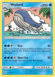 Wailord 030/145  - Reverse Holofoil SM  Guardians Rising - Rare