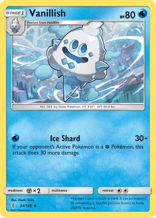 Vanillish 034  - Reverse Holofoil SM  Guardians Rising - Uncommon