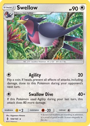 Swellow 104  SM  Guardians Rising - Rare