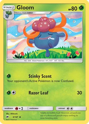 Gloom 005/147  - Reverse Holofoil SM  Burning Shadows - Uncommon