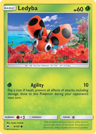 Ledyba 009/147  - Reverse Holofoil SM  Burning Shadows - Common