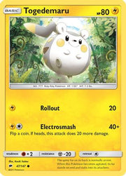 Togedemaru 047  - Reverse Holofoil SM  Burning Shadows - Common