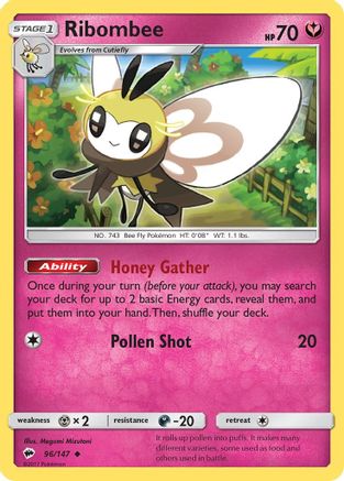 Ribombee 096/147  - Reverse Holofoil SM  Burning Shadows - Uncommon