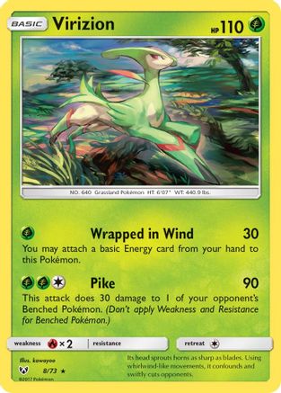 Virizion 008/73  - Holofoil Shining Legends - Holo Rare