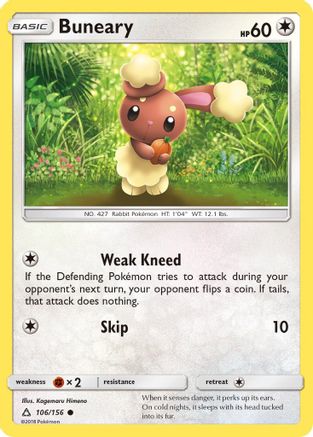 Buneary 106/156  - Reverse Holofoil SM  Ultra Prism - Common