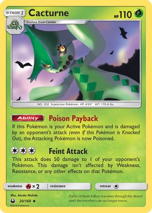 Cacturne 020  - Reverse Holofoil SM  Celestial Storm - Uncommon