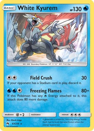 White Kyurem 063/214  - Holofoil SM  Lost Thunder - Holo Rare