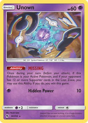 Unown (92) 092/214  SM  Lost Thunder - Rare