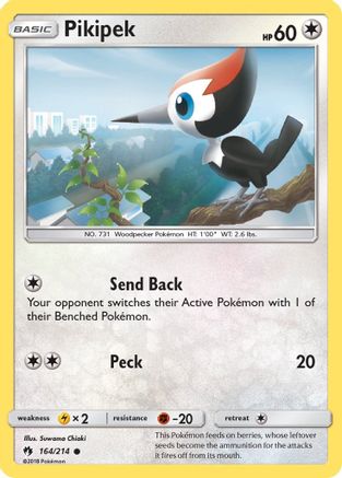 Pikipek (164) 164/214  - Reverse Holofoil SM  Lost Thunder - Common