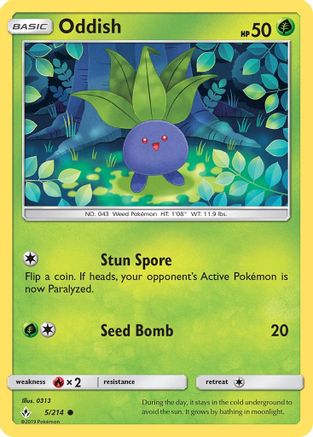Oddish (5) 005/214  SM  Unbroken Bonds - Common