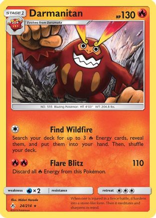 Darmanitan 024/214  - Reverse Holofoil SM  Unbroken Bonds - Rare
