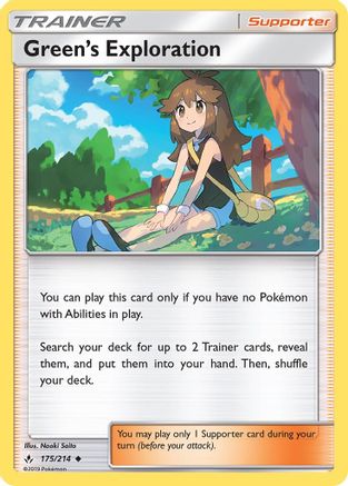 Green's Exploration 175/214  - Reverse Holofoil SM  Unbroken Bonds - Uncommon
