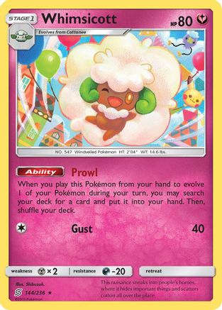 Whimsicott 144/236  - Reverse Holofoil SM  Unified Minds - Rare