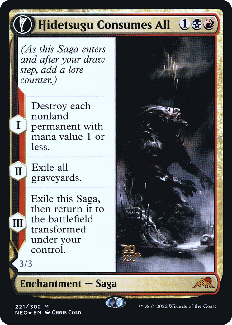 Hidetsugu Consumes All // Vessel of the All-Consuming (PRE-221) - Kamigawa: Neon Dynasty Promos: (fandfc, enchantment) Foil