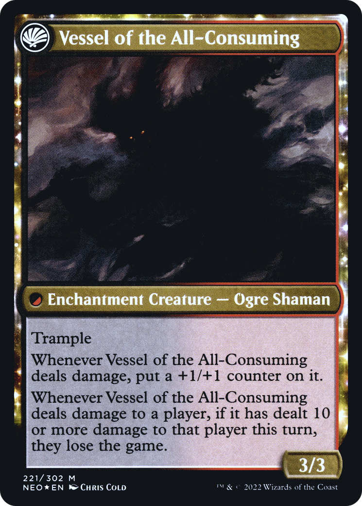 Hidetsugu Consumes All // Vessel of the All-Consuming (PRE-221) - Kamigawa: Neon Dynasty Promos: (fandfc, enchantment) Foil