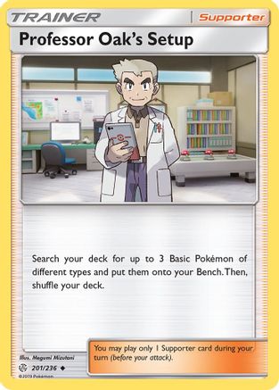 Professor Oak's Setup 201/236  - Reverse Holofoil SM  Cosmic Eclipse - Uncommon
