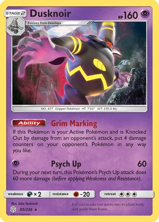 Dusknoir 085  - Holofoil SM  Cosmic Eclipse - Holo Rare