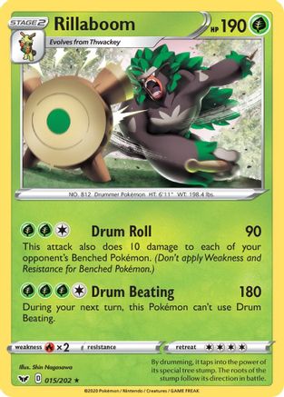 Rillaboom (015) 015/202  SWSH01 Sword & Shield Base Set - Rare