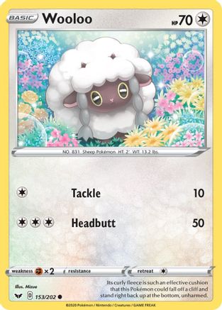 Wooloo (153) 153/202  - Reverse Holofoil SWSH01 Sword & Shield Base Set - Common