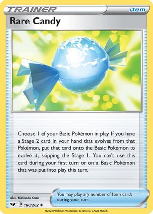 Rare Candy 180/202  SWSH01 Sword & Shield Base Set - Uncommon