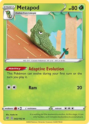 Metapod 002/192  - Reverse Holofoil SWSH02 Rebel Clash - Uncommon