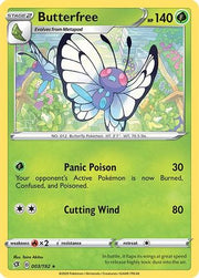 Butterfree 003/192  - Holofoil SWSH02 Rebel Clash - Rare