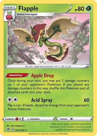 Flapple 022/192  - Reverse Holofoil SWSH02 Rebel Clash - Holo Rare
