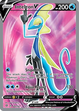 Inteleon V (Full Art) 180/192  - Holofoil SWSH02 Rebel Clash - Ultra Rare