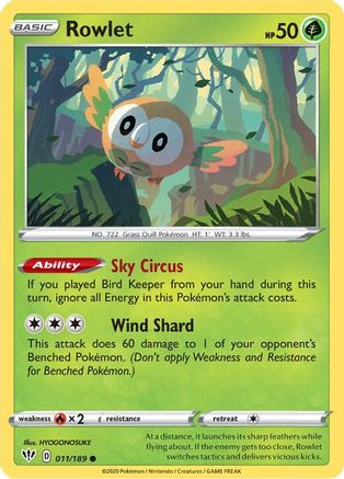 Rowlet 011/189  SWSH03 Darkness Ablaze - Common
