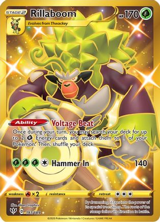 Rillaboom (Secret) 197/189  - Holofoil SWSH03 Darkness Ablaze - Secret Rare