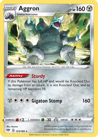 Aggron 123/189  - Holofoil SWSH03 Darkness Ablaze - Holo Rare