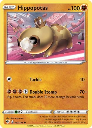 Hippopotas 093/189  SWSH03 Darkness Ablaze - Common