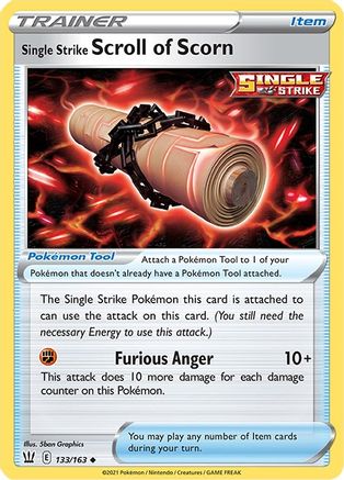 Single Strike Scroll of Scorn 133/163  - Reverse Holofoil SWSH05 Battle Styles - Uncommon