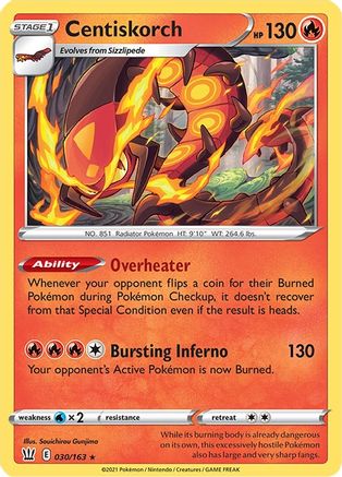 Centiskorch 030/163  SWSH05 Battle Styles - Rare