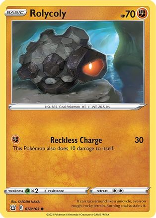 Rolycoly 078/163  - Reverse Holofoil SWSH05 Battle Styles - Common