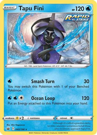 Tapu Fini 040/198  - Holofoil SWSH06 Chilling Reign - Holo Rare