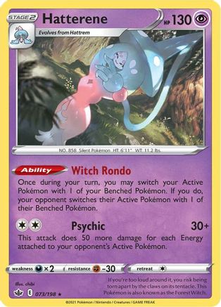 Hatterene 073/198  - Holofoil SWSH06 Chilling Reign - Holo Rare